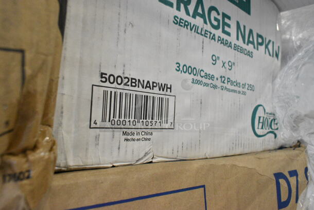 20 BRAND NEW Boxes Including 127RD12BULK Choice 12 oz. Customizable Microwavable Translucent Round Deli Container - 500/Case, 500CC12 Choice Clear PET Customizable Plastic Cold Cup - 12 oz. - 1000/Case, 5002BNAPWH Choice 2-Ply White Beverage / Cocktail Napkin - 3000/Case, Choice Insulated Foil Sandwich Wrap Sheets. 20 Times Your Bid!  - Image 6 of 12