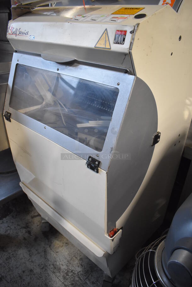 JAC Metal Commercial Floor Style Bread Loaf Slicer on Commercial Casters. 115 Volts, 1 Phase. 24.5x26x51. Tested and Working! - Image 6 of 6