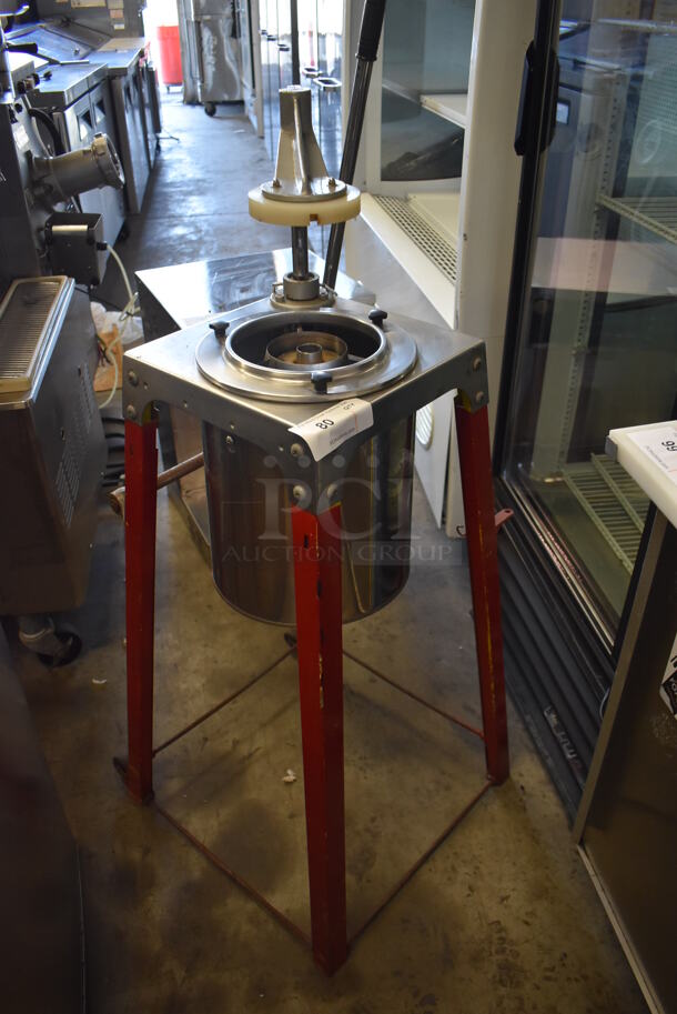 Metal Floor Style Pineapple Coring Machine on 2 Casters. - Image 1 of 4
