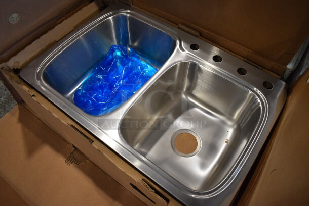 BRAND NEW IN BOX! Kohler 75791-4-NA Stainless Steel Double Offset Drop In Sink. 33x22x9. Bays 14.5x18.5x9, 14.5x15.5x9 - Image 2 of 5