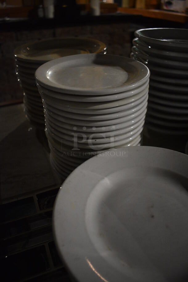 ALL ONE MONEY! Lot of 44 Various White Ceramic Plates. Includes 6.5x6.5x1. (bar) - Image 3 of 4