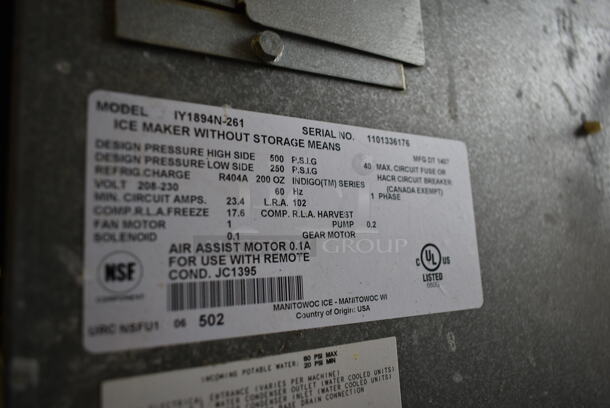 2014 Manitowoc IY1894N-261 Stainless Steel Commercial Ice Head on Commercial Ice Bin. 208-230 Volts, 1 Phase.  - Image 12 of 12