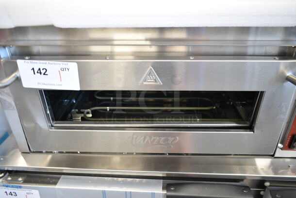 BRAND NEW SCRATCH AND DENT! Avantco 177DPO18S Stainless Steel Commercial Countertop Electric Powered Single Deck Pizza Oven w/ Cooking Stone. 120 Volts, 1 Phase. Tested and Working! - Image 3 of 8