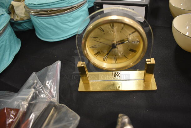 ALL ONE MONEY! Lot of Rolls Royce Items Including Clock, License Plate Cover, Cuff Links, Windshield Wiper Blades, Spirit of Ecstasy Emblem, Flash Light, Aprons, Car Parts and Mini Fuses - Image 2 of 12