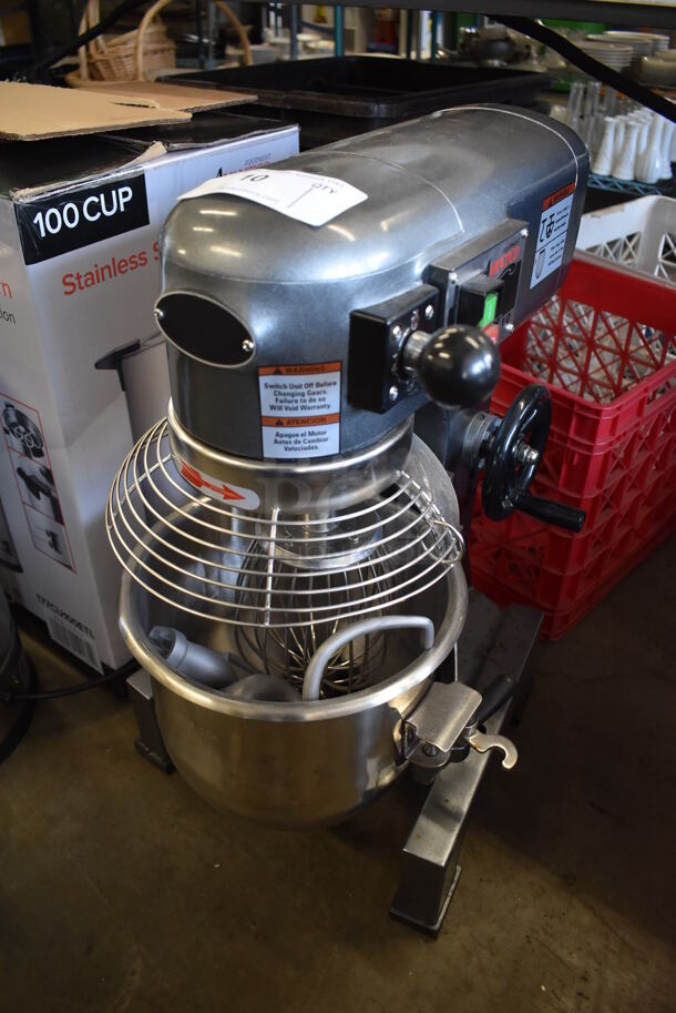 Avantco MX10 Metal Commercial 10 Quart Planetary Dough Mixer w/ Stainless Steel Mixing Bowl, Bowl Guard, Paddle, Balloon Whisk and Dough Hook Attachments. 120 Volts, 1 Phase. 17x19x25. Cannot Test - Bowl Lift Does Not Move - Image 4 of 8