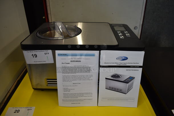 BRAND NEW SCRATCH AND DENT! Whynter ICM-220SSY Commercial Stainless Steel Electric Countertop 2 Quart Ice Cream Maker With Scooper, Stainless Steel Bowl and Yogurt Function. 110-120V. Tested And Working! 