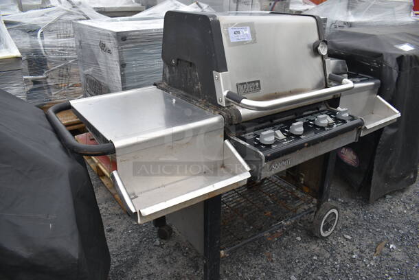 Weber Summit Metal Outdoor Propane Gas Powered Grill w/ Right Side Single Burner Range on Commercial Casters. 66x29x46