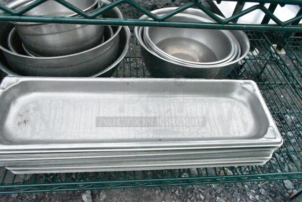 Green Finish 5 Tier Wire Shelving Unit on Commercial Casters w/ Contents Including Stainless Steel Cylindrical Bins and Stainless Steel Drop In Bins. BUYER MUST DISMANTLE. PCI CANNOT DISMANTLE FOR SHIPPING. PLEASE CONSIDER FREIGHT CHARGES. - Image 6 of 8