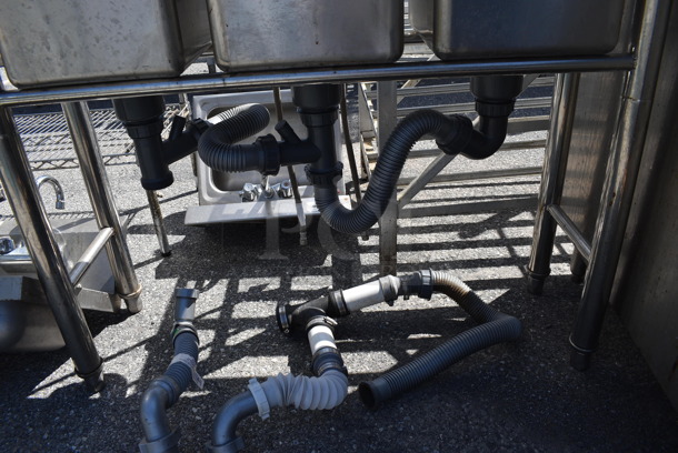 Stainless Steel Commercial 3 Bay Sink w/ Faucet and Handles. 40x19x37.5. Bays 10x11x10 - Image 6 of 6