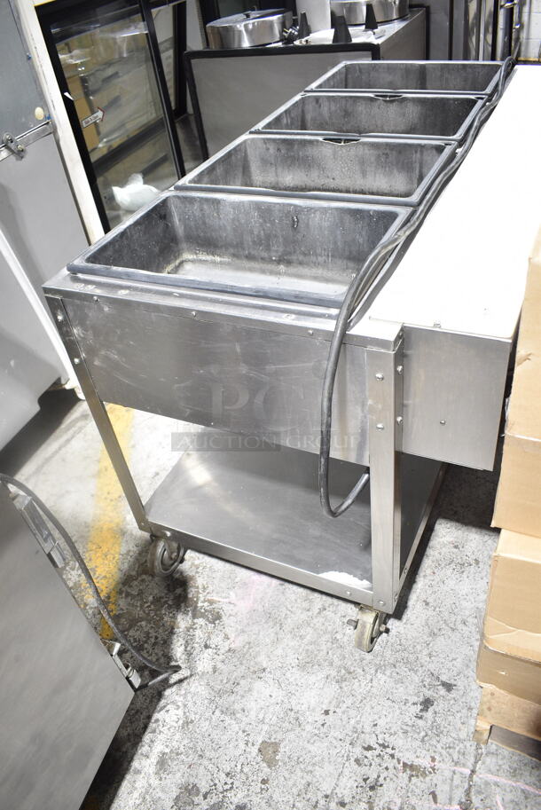 Vollrath 38104 Stainless Steel Commercial Floor Style Electric Powered 4 Bay Steam Table on Commercial Casters. 120 Volts, 1 Phase. Cannot Test Due To Plug Style - Image 6 of 9