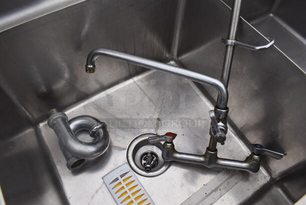 Stainless Steel Commercial 3 Bay Sink w/ Right Side Drain Board, Faucet, Handles and Spray Nozzle Attachment. 76x24x46. Bays 18x18x12. Drain Board 18x21x1 - Image 5 of 6