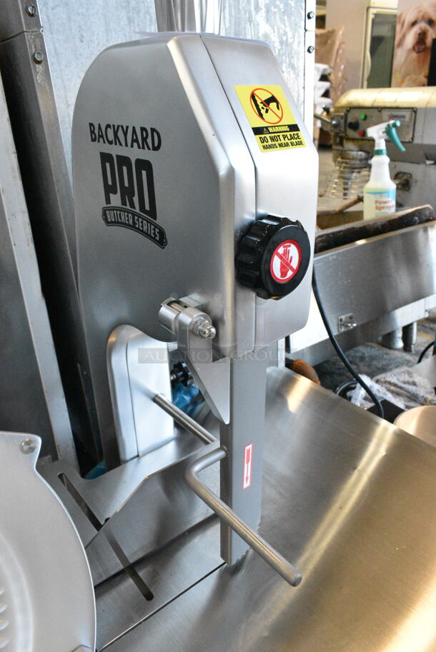 BRAND NEW SCRATCH AND DENT! 2024 Backyard Pro 554BSSW65AL Stainless Steel Butcher Series 65" Blade Countertop Vertical Band Meat Saw. 110 Volts, 1 Phase. Tested and Working! - Image 4 of 8