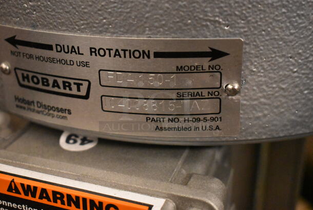 BRAND NEW SCRATCH AND DENT! Hobart FD4/150-1 Commercial Garbage Disposer with Adjustable Flanged Feet. 208-230/460 Volts. - Image 10 of 10