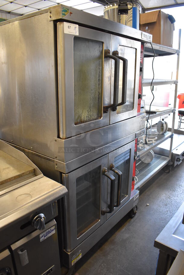 2 Vulcan Stainless Steel Commercial Natural Gas Powered Full Size Convection Oven w/ View Through Doors, Metal Oven Racks and Thermostatic Controls on Commercial Casters. 40x34x70. 2 Times Your Bid! - Image 2 of 7