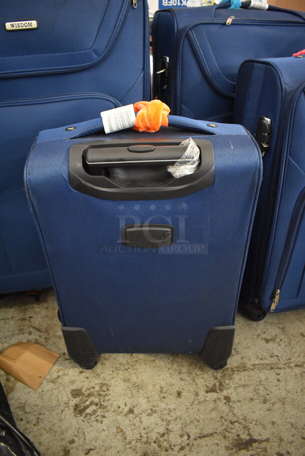 ALL ONE MONEY! Lot of 4 Various Sized Wisdom Blue Travel Luggage Bags. Includes 20x13x34 - Image 5 of 6