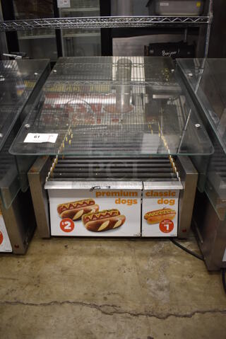 2018 Star 45STBDE Stainless Steel Commercial Countertop Hot Dog Roller w/ Sneeze Guard and Bun Drawer. 120 Volts, 1 Phase. 25x35x26. Tested and Working!