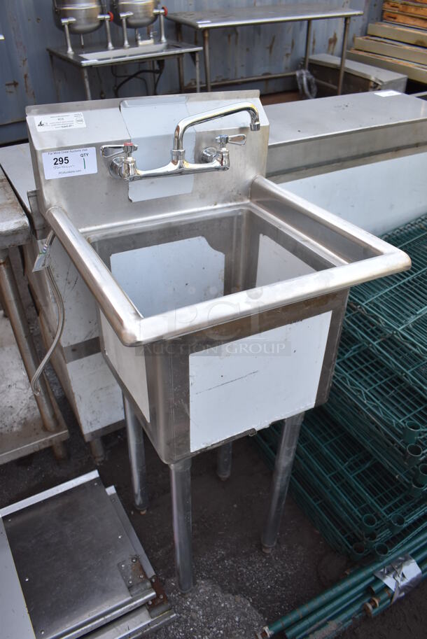 Stainless Steel Commercial Single Bay Sink w/ Faucet and Handles. 20.5x21x44 - Image 2 of 6