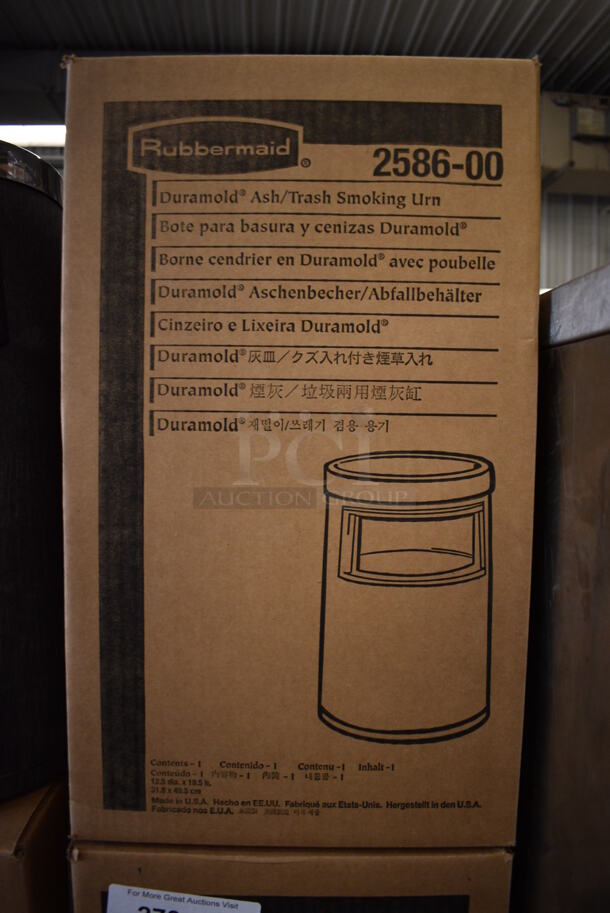 4 BRAND NEW IN BOX! Rubbermaid 2586-00 Black Metal Duramold Ash / Trash Smoking Urns. 11x11x19. 4 Times Your Bid! - Image 4 of 4