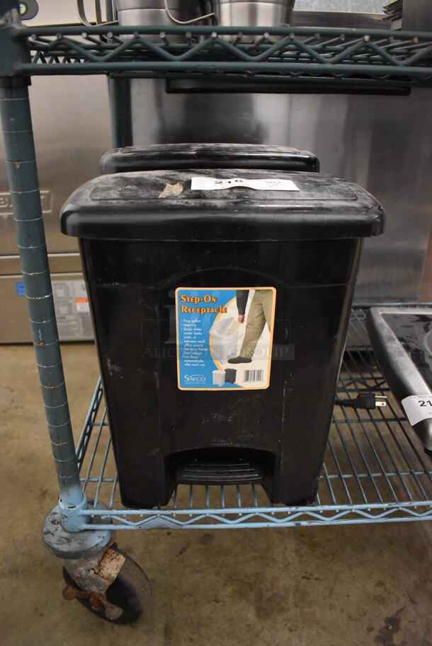 2 Safco Black Poly Trash Cans. 12x10x15. 2 Times Your Bid!
