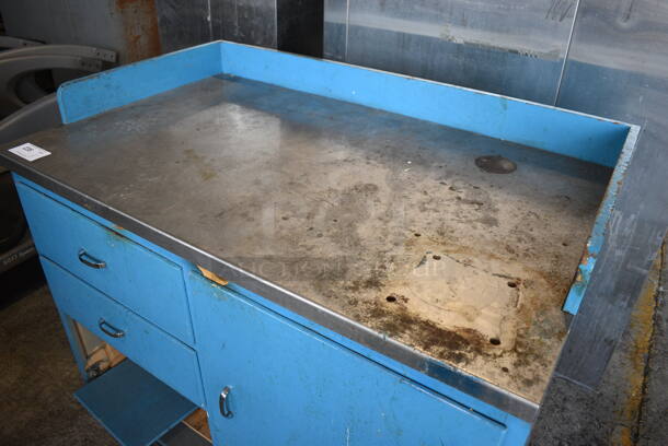 Blue Counter w/ Metal Countertop. 48x30x39 - Image 2 of 4