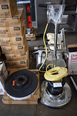 BRAND NEW! Lavex 978LAVP20A Janitorial 20" Single Speed Rotary Floor Cleaning Machine w/ 3 Lavex Pad Drivers. 110-120 Volts, 1 Phase. 20x24x44. Tested and Working!