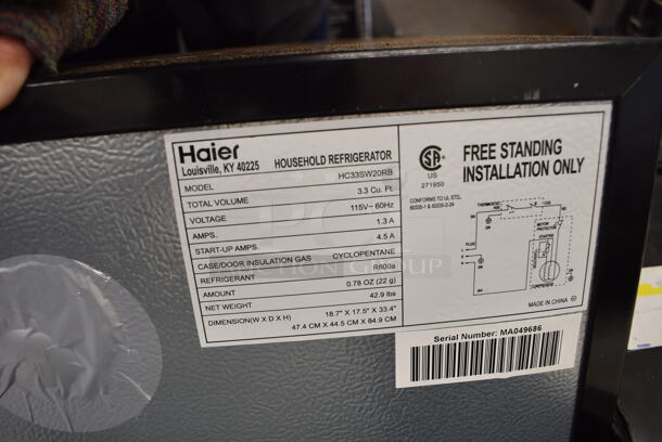 Haier HC33SW20RB Metal Mini Cooler. 115 Volts, 1 Phase. 18.5x17.5x33.5. Tested and Working! - Image 6 of 6