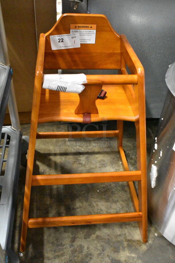 BRAND NEW SCRATCH AND DENT! Lancaster Table & Seating 164WHCASWN Standard Height Wooden High Chair with Walnut Finish - Assembled - Image 2 of 4