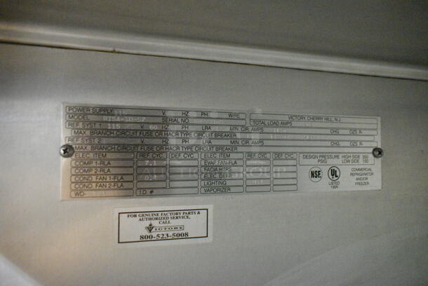Victory RISA-1D-S7 Stainless Steel Commercial Single Door Roll In Rack Cooler. 115 Volts, 1 Phase. Tested and Powers On But Does Not Get Cold - Image 6 of 6