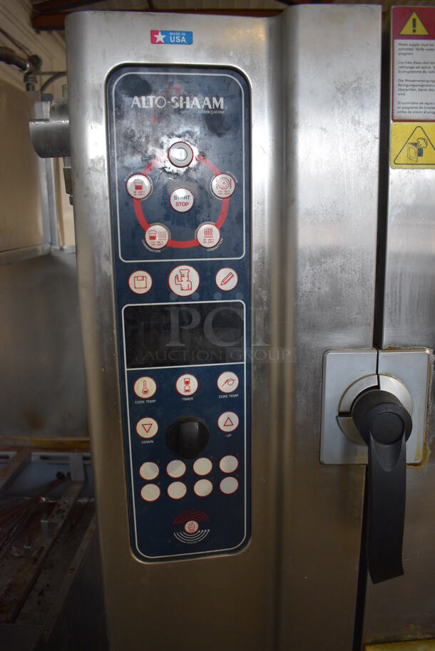 2012 Alto Shaam 10.10 ES Stainless Steel Commercial Natural Gas Powered Convection Oven w/ View Through Door on Metal Equipment Stand w/ Commercial Casters. 208-240 Volts, 3 Phase. 42x32x67 - Image 4 of 7