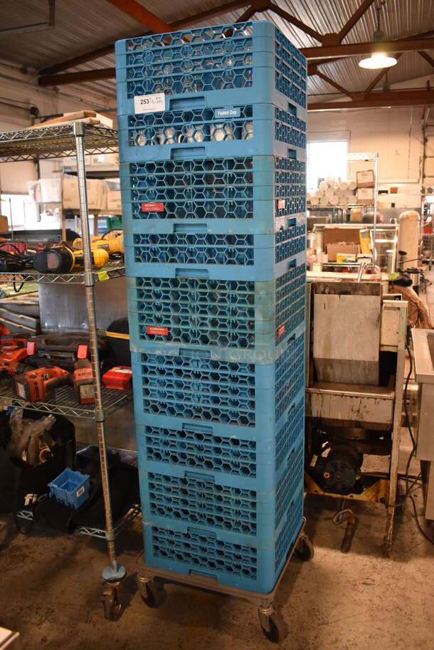 ALL ONE MONEY! Lot of 9 Dish Caddies on Dish Caddy Dolly w/ Various Glasses Including Ceramic Mugs, Beverage Glasses - Image 1 of 12