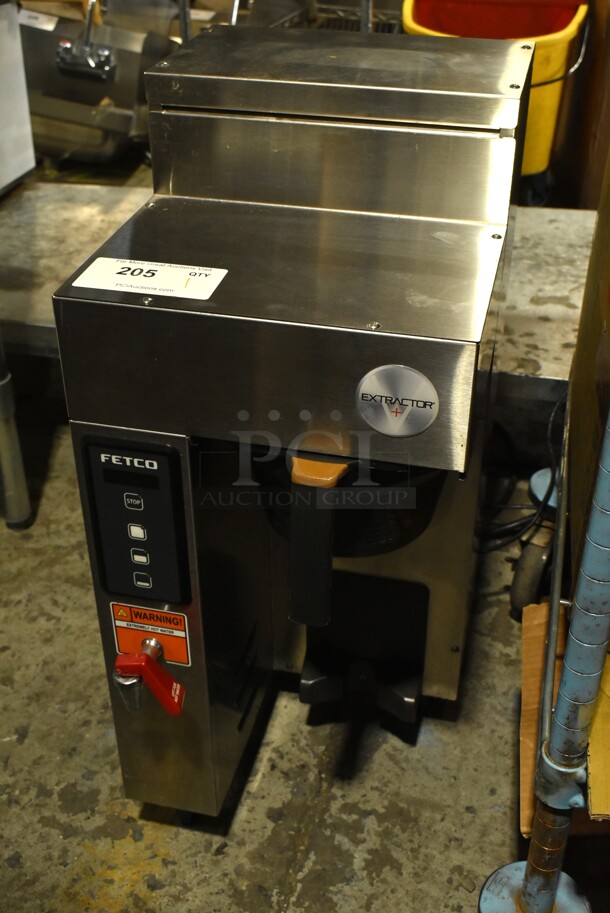 Fetco CBS-1131-XV Stainless Steel Commercial Countertop Coffee Machine w/ Hot Water Dispenser and Metal Brew Baskets. 100-120 Volts, 1 Phase.