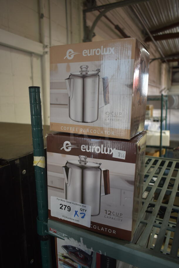 2 BRAND NEW IN BOX! Eurolux Coffee Percolator. 2 Times Your Bid!