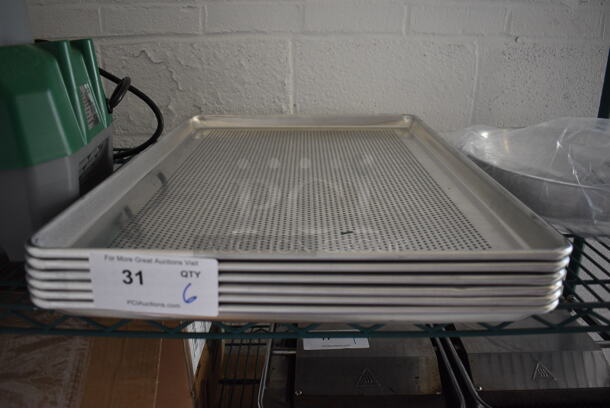 6 Metal Full Size Perforated Baking Pans. 18x26x1. 6 Times Your Bid!