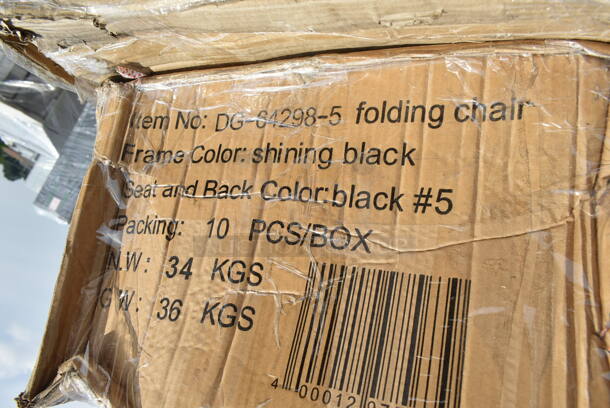 Box of 10 BRAND NEW SCRATCH AND DENT! Lancaster Table & Seating DG-64298-5 Black Plastic Fan Back Folding Chair - Image 2 of 2