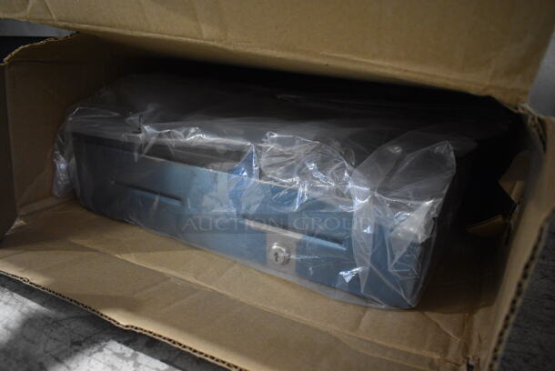 BRAND NEW IN BOX! Metal Cash Drawer w/ Stainless Steel Face. 16x17x5 - Image 2 of 3