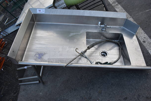 Stainless Steel Left Side Dirty Side Dishwasher Table w/ Spray Nozzle. Goes GREAT w/ Lot 265! 58x30x42 - Image 1 of 4