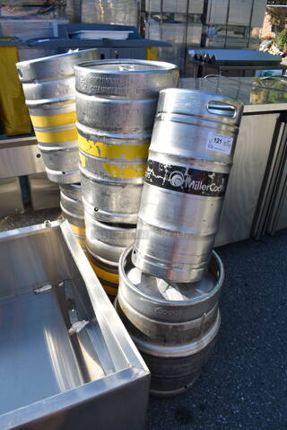 6 Metal Kegs Including Slim Quarter and 5 Half Barrel. 6 Times Your Bid!
