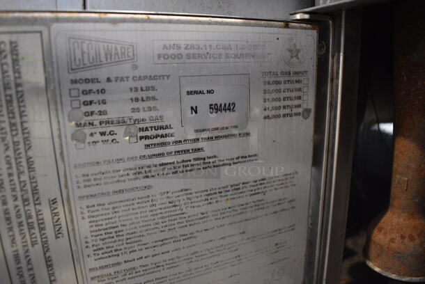 Cecilware Model GF-28 Stainless Steel Commercial Countertop Natural Gas Powered Deep Fat Fryer. 18x24x25 - Image 6 of 6