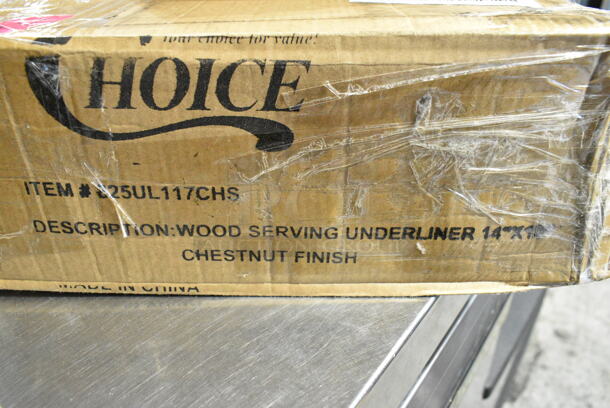 BRAND NEW IN BOX! Box of 6 Choice 825UL117CHS Valor 13 3/4" x 9 3/4" Rectangular Rubberwood Underliner with Rustic Chestnut Finish - Image 5 of 5