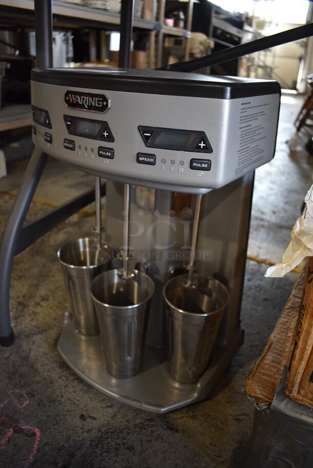 Waring Metal Commercial Countertop 3 Head Drink Mixer w/ 3 Mixing Cups. 12x9x20. Tested and Working! - Image 5 of 6