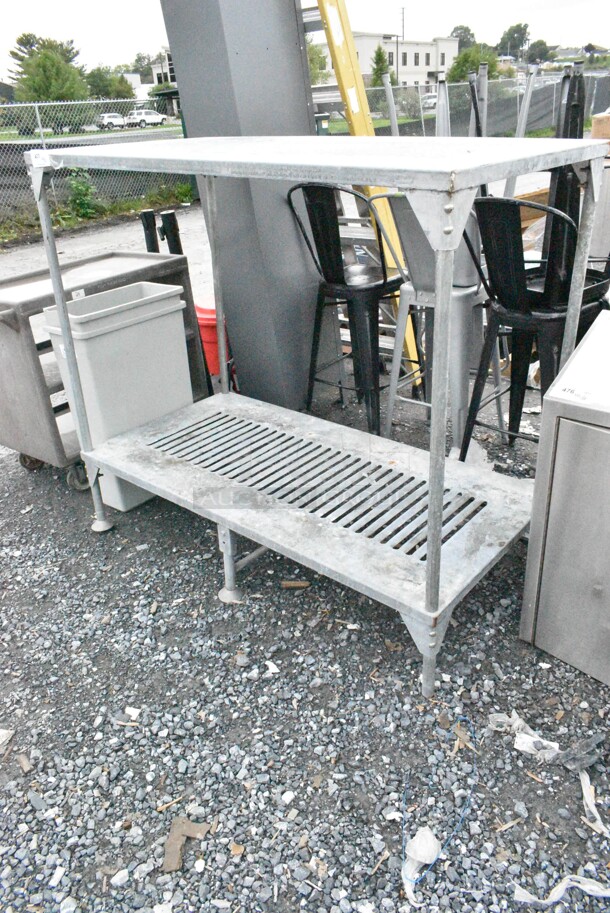 Metal 2 Tier Shelving Unit. BUYER MUST DISMANTLE. PCI CANNOT DISMANTLE FOR SHIPPING. PLEASE CONSIDER FREIGHT CHARGES. - Image 2 of 4