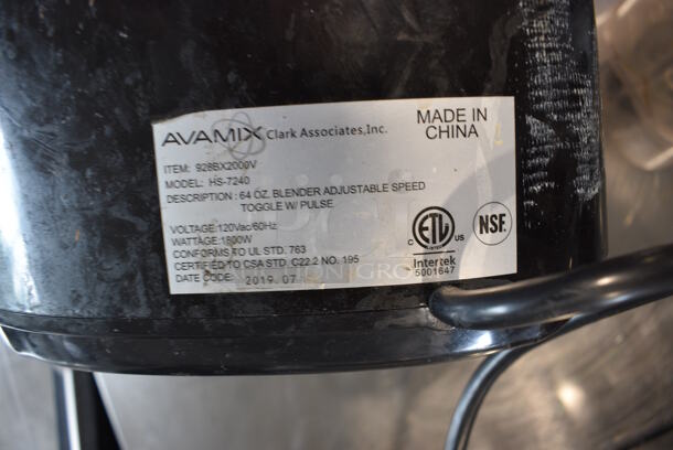 Avamix Model HS-7240 Metal Commercial Countertop Blender w/ Pitcher. 120 Volts, 1 Phase. 10x11x20. Tested and Working! - Image 5 of 5