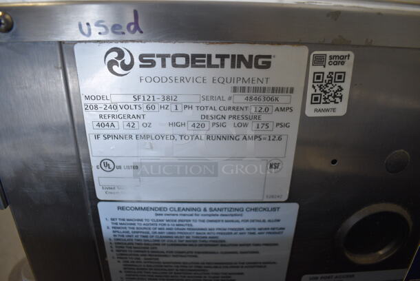 2014 Stoelting Model SF121-38I2 Stainless Steel Commercial Countertop Air Cooled 2 Flavor w/ Twist Soft Serve Ice Cream Machine on Metal Dolly. 208-230 Volts, 1 Phase. 22x33x32, 30x23x6 - Image 4 of 6