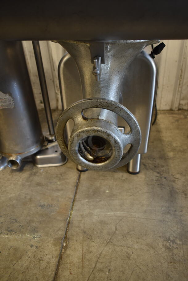 LATE MODEL! Hobart 4822 Stainless Steel Commercial Countertop Meat Grinder w/ Tray and Pusher. 120 Volts, 1 Phase. Tested and Working! - Image 3 of 5
