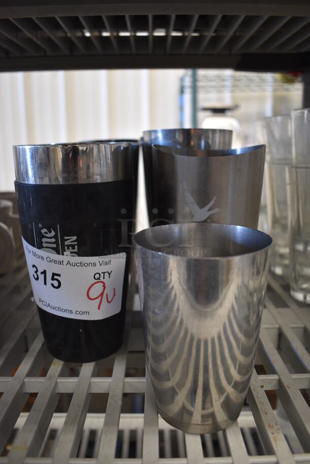 9 Various Metal Mixing Glasses. Includes 3.75x3.75x6.75. 9 Times Your Bid! - Image 1 of 3