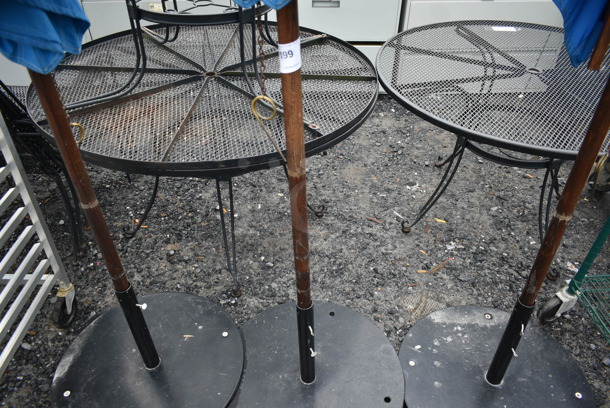 3 Blue Patio Umbrellas on Stands. 3 Times Your Bid! - Image 3 of 5