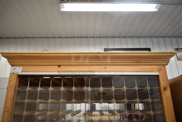 LIKE NEW! Wooden Wine Bottle Rack w/ Glass Front Panels. - Image 2 of 6