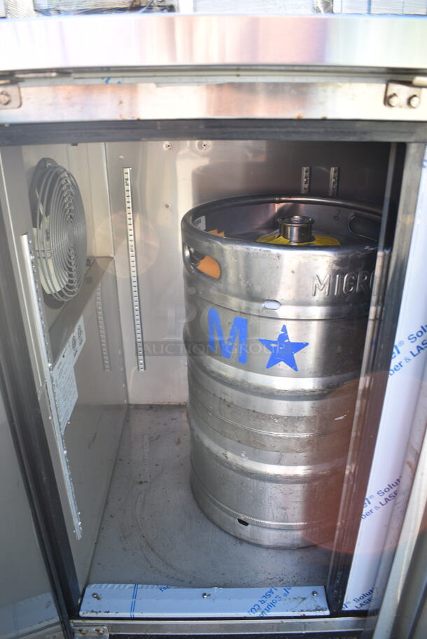 2022 Micro Matic MBB78S-E HC Stainless Steel Commercial Direct Draw Kegerator w/ 2 Kegs, 4 Couplers and 4 Head Beer Tower. 115 Volts, 1 Phase. Tested and Powers On But Does Not Get Cold - Image 5 of 6