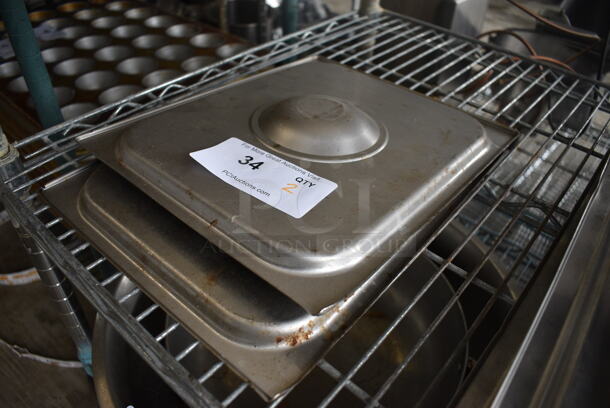 2 Stainless Steel Half Size Drop In Bin Lids. 2 Times Your Bid! - Image 2 of 3