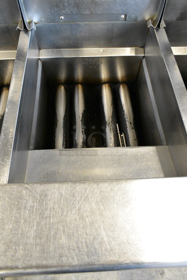 Pitco Frialator SGH50 Stainless Steel Commercial Floor Style Natural Gas Powered Deep Fat Fryer on Commercial Casters. 80,000 BTU.  - Image 8 of 10